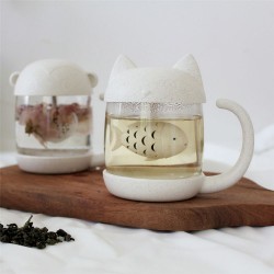 Cat mug with fish infuser