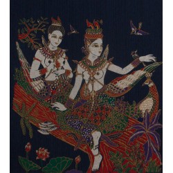 2 Kinnarees Printed on Silk...